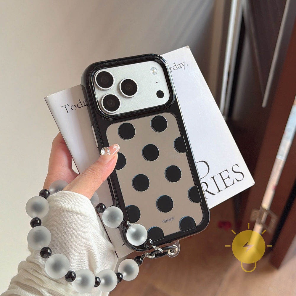 Phone Case For iPhone 17 Pro Max 16 15 14 13 TPU Polka Dot Mirror Simple Aesthetic Korean Cute