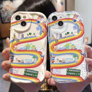 Ốp Lưng Cho Redmi Note 14 13 12 11 10 8 13T 14T 15T Pro A5 A3 A2 A1 14C 13C 12C 11A 10C 9A 9C Poco C75 C65 C61 C55 C31 Kem Sóng Cong Cạnh Họa Tiết Cầu Vồng NYK249
