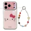 Gilding Pink Bowknot Cat Chain Glass Phone Case cho iPhone 17 Pro Max 16 15 14 13 Vỏ bảo vệ chống sốc