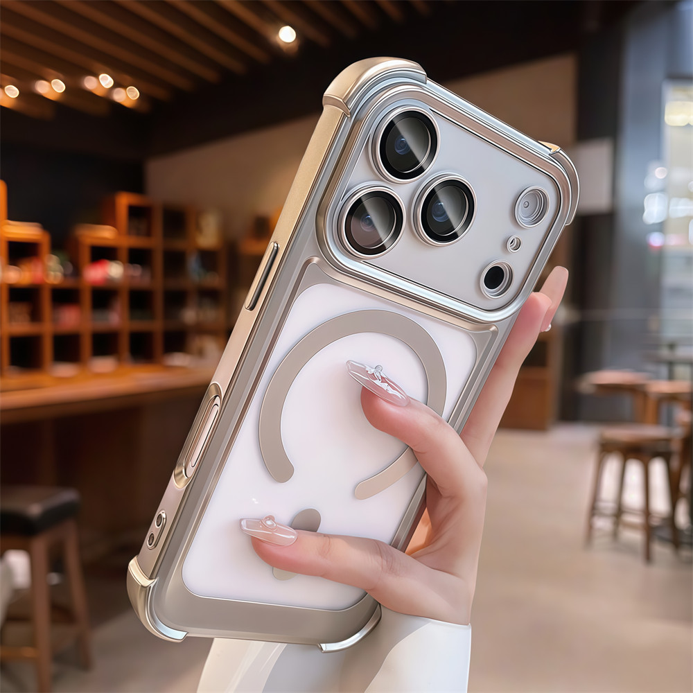 Ốp điện thoại từ tính bốn góc mờ chống rơi cho iPhone 17 Pro Max 13 14 15 16 pro max Bảo vệ ống kính chống rơi Vỏ cứng bảo vệ điện thoại