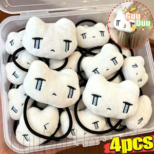 4 / 1 Dây buộc đầu mèo khóc Anime - dành cho nữ Bé gái Mặc hàng ngày - Phụ kiện tóc - Dây buộc tóc hình mèo con sang trọng mềm mại - Kawaii, Phong cách Nhật Bản, Y2K / Giao hàng miễn phí