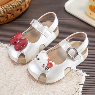 Bé Gái Mũi Nhọn Dép Chấm Bi Nơ Trang Trí Đế Mềm Trẻ Em Mùa Hè Đi Biển Giày Trẻ Em Rỗng Ra Dép Size 23-35