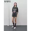 RAIVE Mùa Hè Nữ Cổ Tròn Tay Ngắn In Hình Retro Xám Áo Thun Thời Trang 0602