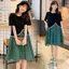 Mùa hè Phong cách mới Plus Size dành cho nữ Phong cách phương Tây Hồng Kông Màu sắc tương phản dáng rộng mỏng hơn Váy ngắn tay màu đỏ