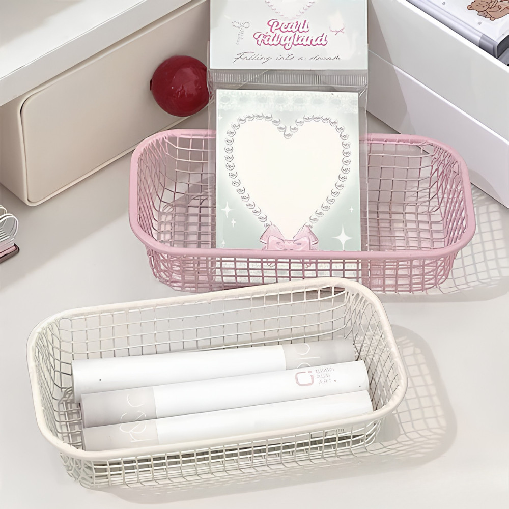 Rổ Sắt Mini Để Bàn HomeMate Đa Năng, Giỏ Lưới Đựng Bút, Cọ Makeup, Mỹ Phẩm, Đồ Trang Trí Phong Cách Hàn Quốc