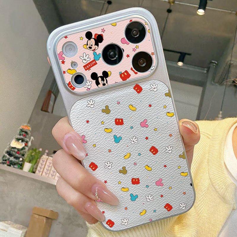 Ốp lưng iPhone Họa tiết da mạ họa tiết Mickey iPhone 17 16 15 14 13 12 11 Pro Max Plus Max
