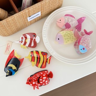 Kovoi / Phiên Bản Hàn Quốc ins Phong Cách Acrylic Hình Cá Kẹp Hoạt Hình Cuộc Sống Biển Cá Mập Kẹp Mặt Sau Đầu Tấm Tóc Kẹp Tóc