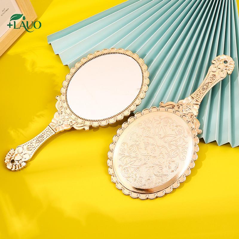 Springevenstar Vàng Hoa Hồng Di Động Vintage Gương Trang Điểm Cầm Tay Hình Bầu Dục Gương Tròn Quý Phái Phục Hồi Cổ Cách Tòa Gương Dụng Cụ Làm Đẹp Springevenstar