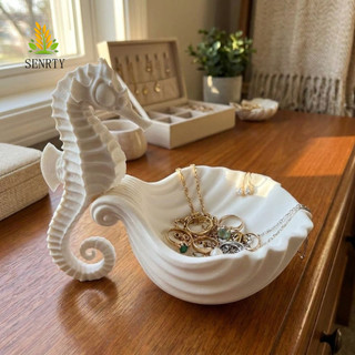 Khay đựng đồ hình cá ngựa SENRTY, Đế trưng bày trang sức bằng nhựa in 3D, Giá đựng mỹ phẩm ổn định trang trí dễ thương đa chức năng Máy tính để bàn