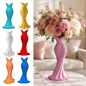 Bình hoa hình nàng tiên cá in 3D mới Trang trí nội thất thanh lịch để sắp xếp hoa và trưng bày để bàn