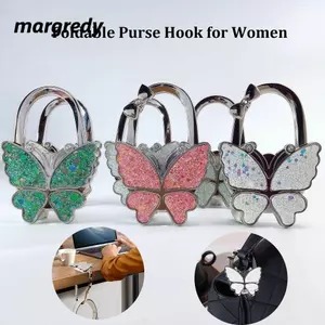 Móc Túi Xách MARGREDY Cho Nữ, Móc Ví Sáng Tạo Bướm, Móc Treo Túi Bền Có Thể Gập Lại Thời Trang Cho Bàn