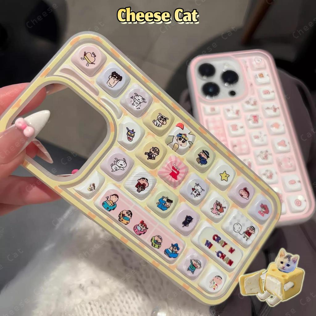 cho Chan Shin Ốp lưng iPhone hoạt hình dễ thương Kitty cho iPhone 11 14 13 15 12 16 17 Pro Max Ốp bàn phím sáng tạo