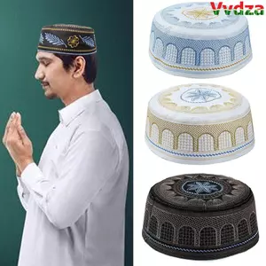 VVDZA Mũ Hồi giáo Mũ cầu nguyện Cotton thêu Hồi giáo
