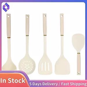 Bộ dụng cụ nhà bếp có tay cầm bằng silicon Bộ 5 món bao gồm xẻng, thìa và dụng cụ làm mờ