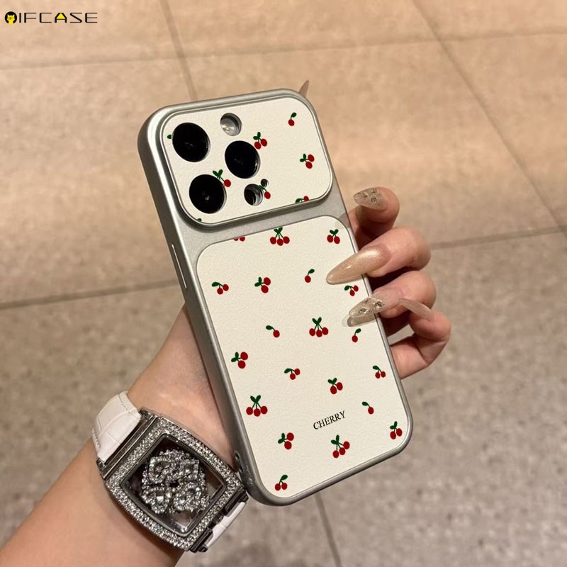 Dành Cho Samsung Galaxy S26 S25 Edge S24 S23 S22 S21 S20 FE Lite Plus Note 20 Ultra Ốp Điện Thoại Màu Trắng Lớn Cửa Sổ Da PU Dễ Thương Xanh Đỏ Anh Đào Bạc Vỏ Mềm