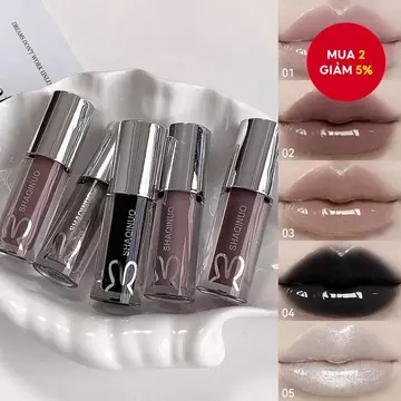 SHAQINUO Son Bóng - Lớp Bóng Nhũ, Tông Đen/Bạc/Xám, Làm Sáng Da Cho Mặt Mộc, Phù Hợp Học Sinh, 5 Màu, Thu Đông必备款