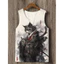 Samurai Cat 3D Tank Top Nam, Áo thun không tay cổ điển Nhật Bản, Áo Vest mềm mại thoáng khí cho mùa hè