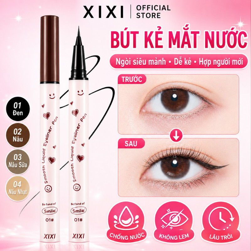 XIXI Bút Kẻ Mắt Nước Cho Người Mới, Ngòi Mảnh Dễ Kẻ, Chống Nước Lâu Trôi Không Lem D608
