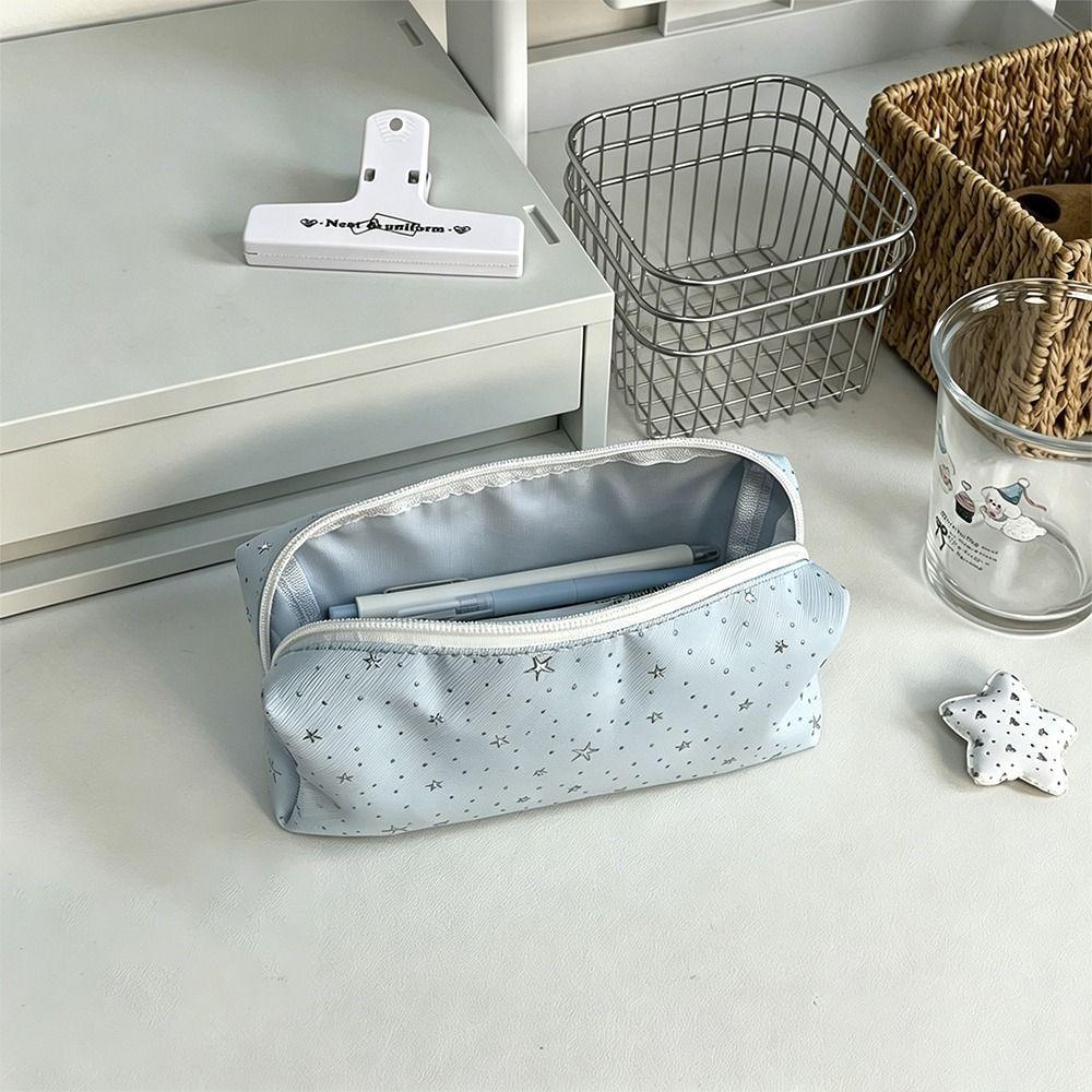 Túi đựng bút HIGHVIEWLS, Túi lưu trữ dung lượng lớn Star Polka Dot, Quà tặng bút chì thiết kế dây kéo di động