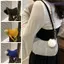 WANYEDI Túi xách nách, Túi đeo vai nữ vuông nhỏ nỉ, có Pom Pom Mini Ví vuông nhỏ dành cho nữ