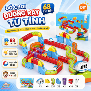 đồ chơi đường ray từ tính tàu điện lắp ráp DIY nhựa an toàn sáng tạo dành cho trẻ 4-6 tuổi