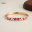 LUImo Vintage Màu Vàng Hoa Men Lắc Tay Vòng Tay Mở Vòng Tay Giọng Hoa Thanh Lịch Nữ Trang Sức Quà Tặng Cho Bữa Tiệc SBS