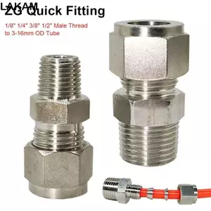 LAKAM 1 Cái Lắp Nhanh, Đầu Nối Ống Ferrule Đôi Bằng Thép Không Gỉ, Bền 304 SS 1 / 8 "1 / 4" 3 / 8 "1 / 2" Nam Ren Đến 3-16mm OD Metric ZG Ống Lắp Cho Dầu Khí Nước