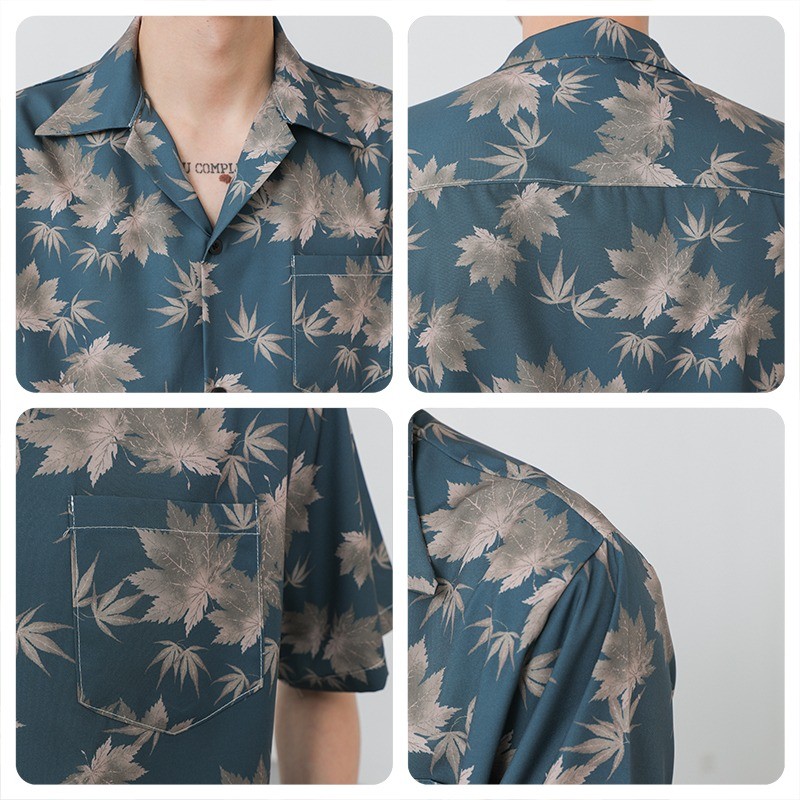 Áo Sơ Mi Hoa Cổ Cuba Unisex Hawaii Đi Biển Ngắn Tay Mùa Hè