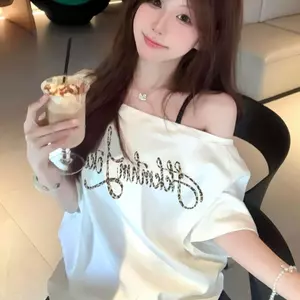 Áo thun ngắn tay đeo vai in họa tiết da báo cổ điển dành cho nữ mùa hè bán chạy lười biếng mỏng hơn trông tính khí hàng đầu