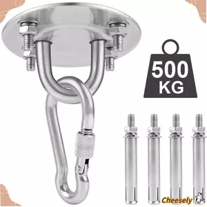 GIÁ RẺ 1 Bộ Móc neo treo tường, với 4 ốc vít Túi cát Yoga Phụ kiện tập thể dục xoay Móc xoay, Móc trần bằng thép không gỉ hạng nặng bền bỉ