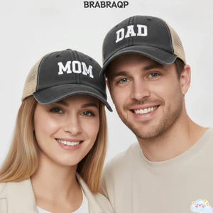 Mũ bóng chày BRAAA DAD MOM, Lưới Hip-hop Cha mẹ thêu mũ bóng chày, Tấm che cổ điển Mũ chống nắng có thể điều chỉnh thoáng khí cho nam nữ
