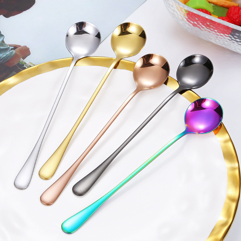 Thìa Khuấy Inox 1010 Thìa Đá Tay Cầm Dài Thìa Tráng Miệng Giá Trị Cao Thìa Kem Tròn Thìa Cà Phê U4RD