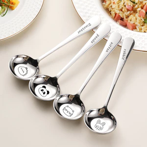 Phim hoạt hình hoạt hình 316 Đầu tròn bằng thép không gỉ Thìa lớn EB2P