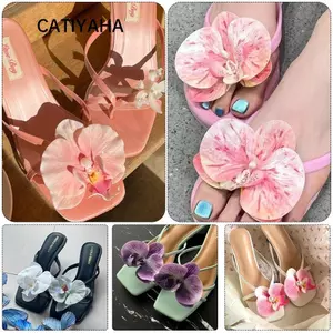 CATIYAHA 1 Đôi Dép Hoa Phalaenopsis, Mô Phỏng Coloful Bướm Phong Lan Thái Cổ Tích Bướm Hoa Khóa Giày, Thiết Kế Cá Tính Phụ Kiện Giày Hoa Ngọt Ngào