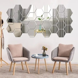 Nhãn dán tường gương 3D hình lục giác XS / S - Gương nghệ thuật thủ công Acrylic tự làm dính chắc