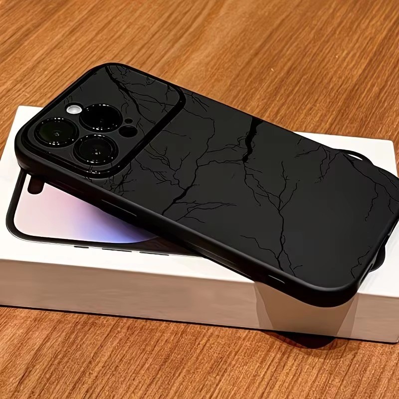 Lightning Crack Thiết Kế Màu Đen Mềm Ốp Lưng Điện Thoại iPhone 17 16 11 12 13 ProMax Ốp Lưng Cho iPhone 15 14 Plus X XS XR Bao