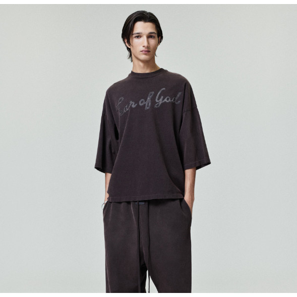 Sản phẩm mới chất lượng cao FEAR OF GOD 26 Sản phẩm mới Cotton nguyên chất No. Áo thun ngắn tay in hình mùa hè 43