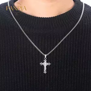 PNPIA- Hợp Kim Thời Trang Kim Cương Cross Nelace Nam Cá Tính Hip Hop Mặt Dây Chuyền Đa Năng Nam Nữ Áo Dây Xích Phụ Kiện