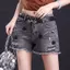 Quần short Denim nữ mùa hè a-Line Phong cách mới Phiên bản Hàn Quốc Hợp thời trang Thêu độc đáo dáng rộng rách-