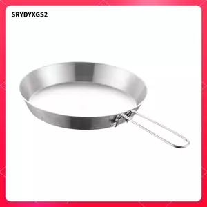 Chảo chiên cắm trại bằng thép không gỉ Chảo chống dính Tay cầm có thể gập lại Di động Đa năng Chịu nhiệt Nồi nhỏ Máy làm bánh Pancake