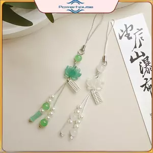 POWER Hoa Sen Mặt Dây Chuyền Móc Khóa Dây Xích Điện Thoại Hạt Trang Trí Phong Cách Trung Hoa Phụ Kiện Quà Tặng Túi Dây Xích Camera Mặt Dây Chuyền.