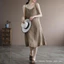 Cotton Nguyên Chất Không Tay Áo Nữ Mùa Xuân Plus Size Quần Áo Nữ Rời Bên Trong Vải Lanh Cotton Giữa Chiều Dài Váy Nữ 5.26
