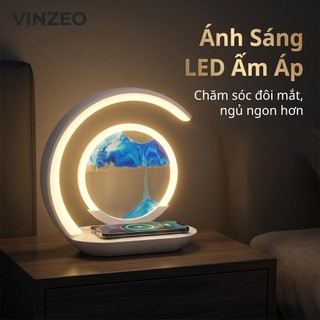 [Bảo Hành 1 Đổi 1] [VINZEO] Đèn Ngủ Tranh Cát Chảy 3D - Sạc Không Dây Thông Minh, Quà Tặng Sang Trọng, Decor Phòng Ngủ