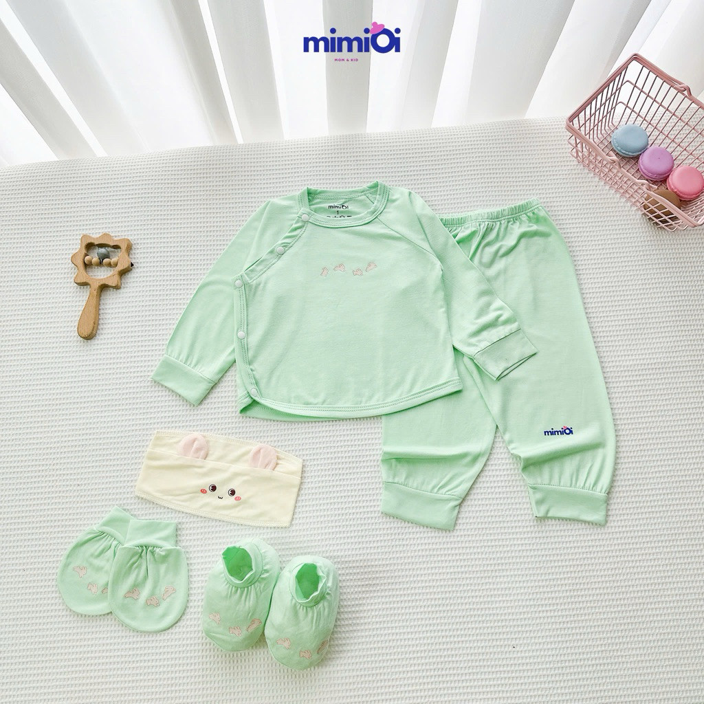 [BD138] Combo bộ quần áo kèm thóp bao tay bao chân cho bé chất thun lạnh thấm hút mồ hôi thoáng mát