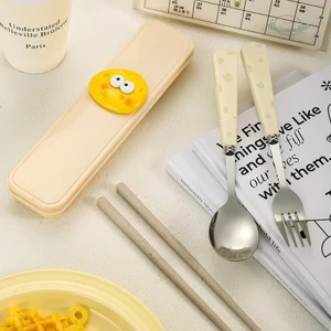 Bộ dao kéo dễ thương Muỗng nĩa Đũa Bộ đồ ăn di động cho trẻ em