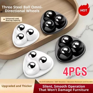 Mới 4 Tự Dính 3 Bóng Bánh Xe Bánh Xe Xoay Mini Con Lăn Cho Đồ Nội Thất Hộp Bảo Quản Thùng Rác Có Thể Trơn Trượt Đế Dính