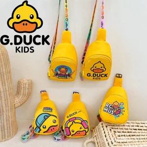 Túi đi học mẫu giáo G.DUCK Phim hoạt hình Vịt nhỏ màu vàng dễ thương Túi đeo chéo thời trang thời trang