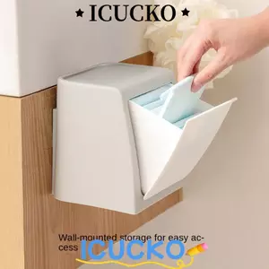 Hộp đựng bông ICUCKO, Hộp đựng khăn ăn vệ sinh phân loại lộn xộn chống bụi, Hộp đựng đồ nhỏ đa chức năng lật treo tường Hộp kín
