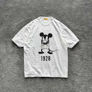 Áo thun có sẵn phong cách rộng thùng thình Hoạt hình cổ điển in hoạt hình 100% Cotton Unisex Nam Nữ Cổ Tròn Tay Ngắn