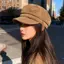 Nhíp Retro Da Lộn Mũ Nồi Cho Nữ Flat Top Newsboy Mũ Thu Đông Briti Sle Thường Ngày Có Thể Gập Lại Mũ Ấm VN